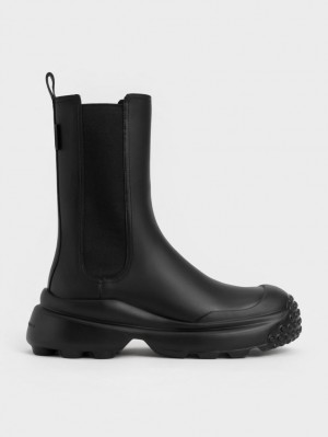 Chelsea Boots Charles And Keith Elba Round-toe μαυρα | 31502-NIEZ