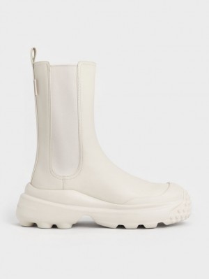 Chelsea Boots Charles And Keith Elba Round-toe ασπρα | 18975-WDGC