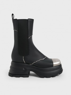 Chelsea Boots Charles And Keith Jules δερματινα μαυρα | 70192-VTEQ