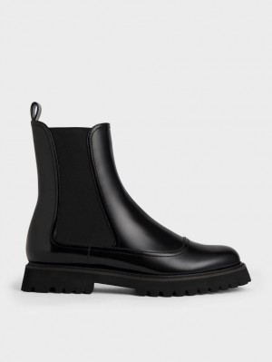 Chelsea Boots Charles And Keith Ridged-Sole μαυρα | 08271-KQTD