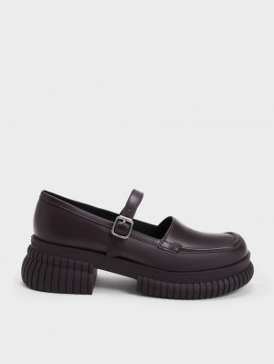 Loafers Charles And Keith Buckled Mary Jane σκούρο καφε | 24910-SVWR