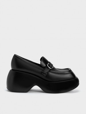 Loafers Charles And Keith Buckled flatforms Penny μαυρα | 94863-JTZE