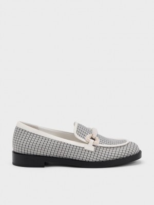 Loafers Charles And Keith Checkered Beaded λουρακια γκρι | 79284-IVRG