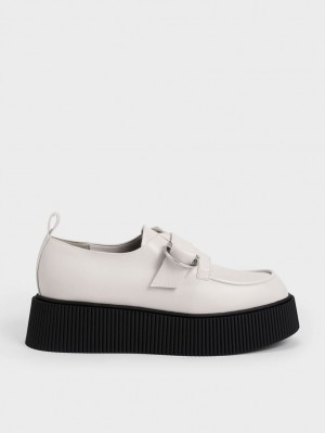 Loafers Charles And Keith Cordova Buckled flatforms ασπρα | 90452-RSZD