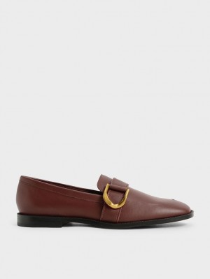 Loafers Charles And Keith Gabine Buckled δερματινα​ καφε | 45301-NTYC