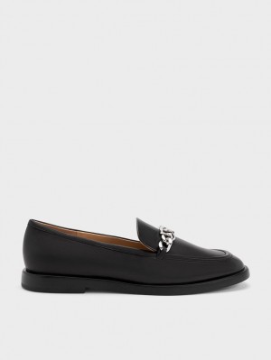 Loafers Charles And Keith Gabine Chain-Link δερματινα μαυρα | 64139-JOTK