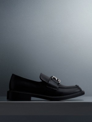 Loafers Charles And Keith Gabine δερματινα μαυρα | 14257-WHFS