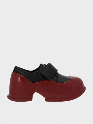 Loafers Charles And Keith Pixie λουστρινι Two-Tone flatforms κοκκινα | 41598-JLID