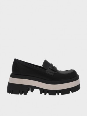 Loafers Charles And Keith Rainier Χοντρός flatforms Penny μαυρα | 75316-NDEA
