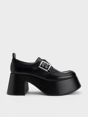 Loafers Charles And Keith Rubina Buckled Χοντρός μαυρα | 07912-GXNP