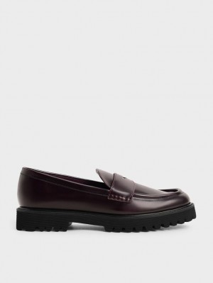 Loafers Charles And Keith Χοντρός Penny μπορντο | 97546-ABKX