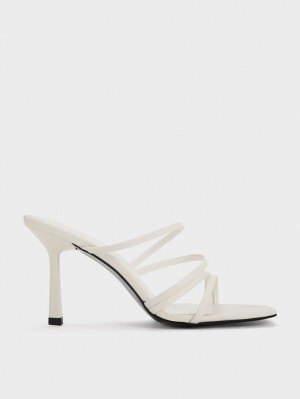 Mules Charles And Keith Asymmetric Square-toe με τακουνι κρέμα | 97238-DRQX