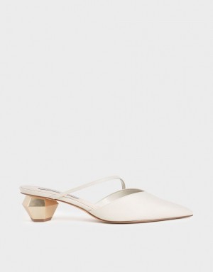 Mules Charles And Keith Asymmetric λουρακια Chrome Heel ασπρα | 34928-ELVF