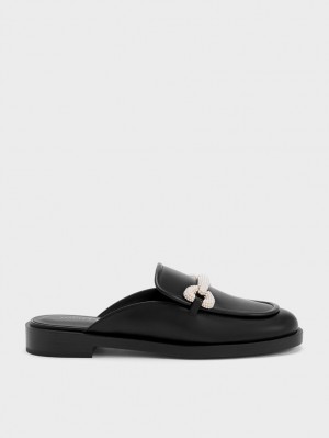 Mules Charles And Keith Beaded Accent Loafer μαυρα | 21307-OSZU