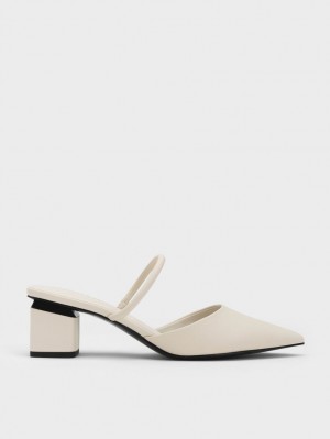 Mules Charles And Keith Block Heel ασπρα | 30672-NZWL
