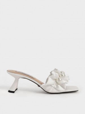 Mules Charles And Keith Blythe Bead-Embellished Satin ασπρα | 29318-NBYX