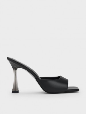 Mules Charles And Keith Clear Flared Heel μαυρα | 49037-FZSG