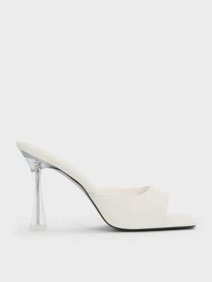 Mules Charles And Keith Clear Flared Heel κρέμα | 69315-KQFB