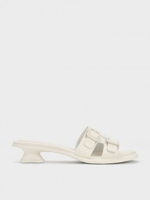 Mules Charles And Keith Double πόρπης Sculptural ασπρα | 09267-KEPU