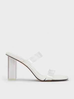 Mules Charles And Keith Fia Geometric Heel ασπρα | 49278-QDWF