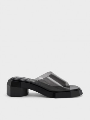 Mules Charles And Keith Fia See-Through Geometric μαυρα | 65039-FMYI