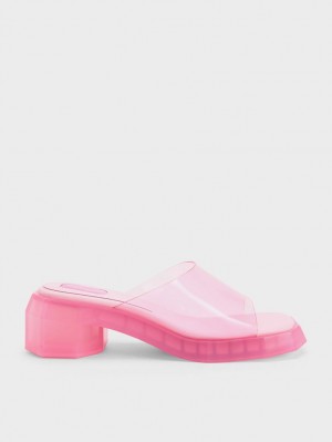 Mules Charles And Keith Fia See-Through Geometric ανοιχτο ροζ | 53967-YBWG