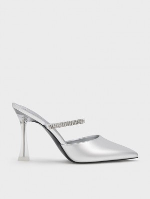Mules Charles And Keith Gem λουρακια Metallic ασημι | 53164-PQTN