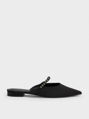 Mules Charles And Keith Gem-λουρακια φλατ μαυρα | 35164-DORZ