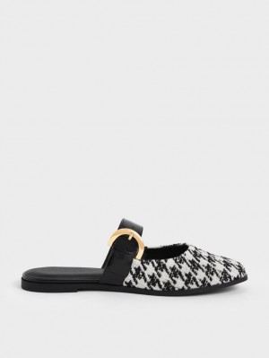 Mules Charles And Keith Houndstooth Buckled φλατ Πολύχρωμο | 69108-BFAC