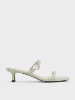 Mules Charles And Keith Metallic Accent Double λουρακια μεντα | 45783-UWRM
