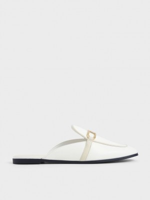 Mules Charles And Keith Metallic Accent Flats ασπρα | 52473-QUXT