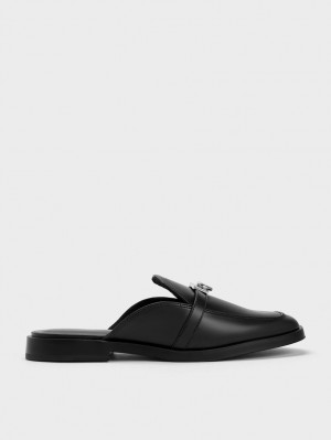 Mules Charles And Keith Metallic Accent Loafer μαυρα | 65237-DURG