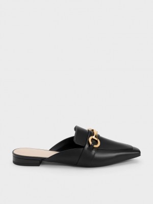 Mules Charles And Keith Metallic Accent Tapered φλατ μαυρα | 59780-PUAG