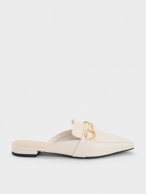 Mules Charles And Keith Metallic Accent Tapered φλατ ασπρα | 31052-DWCY