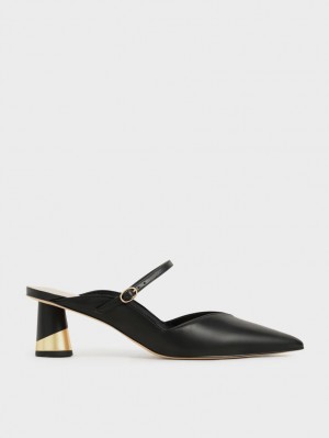 Mules Charles And Keith Metallic Sculptural Heel μαυρα | 36501-SCLX