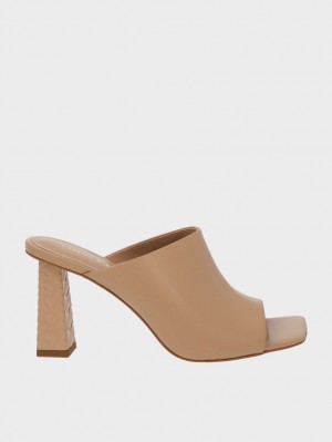 Mules Charles And Keith Open toe Καπιτονέ Heel Μπεζ | 71359-RQTF