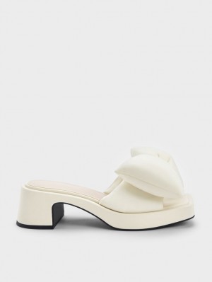 Mules Charles And Keith Puffy Bow με τακουνι κρέμα | 69371-BXHK