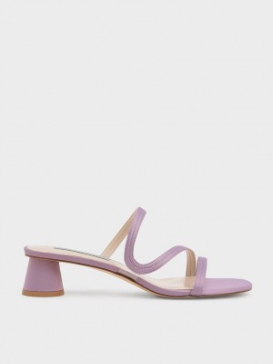 Mules Charles And Keith Satin Wavy λουρακια μωβ | 31506-SIHE