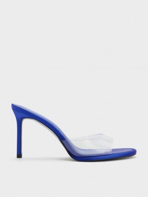 Mules Charles And Keith See-Through Cylindrical Heel μπλε | 29560-YXUK