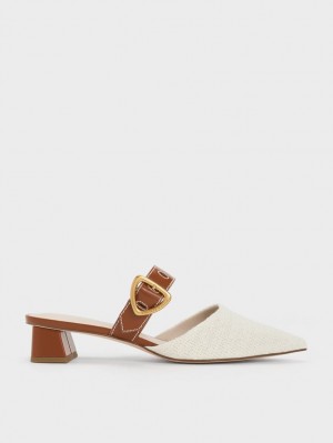 Mules Charles And Keith Sepphe Cut-Out Tweed με τακουνι Πολύχρωμο | 18924-PARB