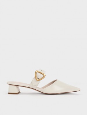 Mules Charles And Keith Sepphe Cut-Out με τακουνι κρέμα | 30572-SYVM