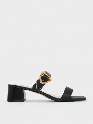 Mules Charles And Keith Sepphe Metallic πόρπης με τακουνι μαυρα | 31496-NTYX