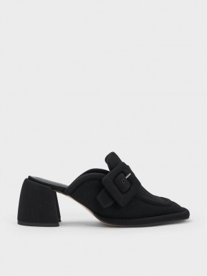 Mules Charles And Keith Sinead Woven Buckled Loafer μαυρα | 01283-OEPV