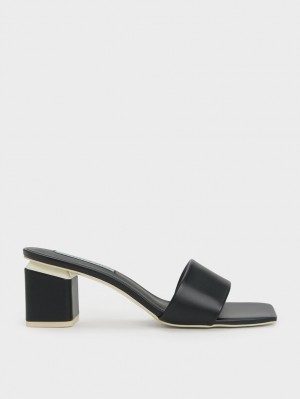 Mules Charles And Keith Square Block Heel μαυρα | 35096-WXVG