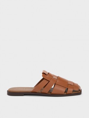 Mules Charles And Keith Woven φλατ καφε | 60197-FUEL
