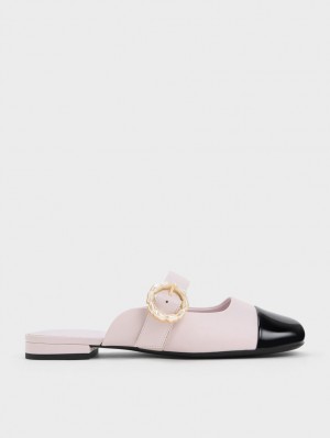 Mules Charles And Keith λουστρινι Pearl πόρπης Mary Jane μωβ | 86490-WCVZ