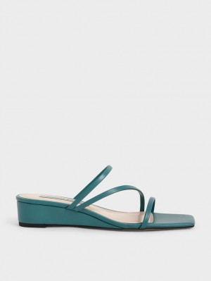 Mules Charles And Keith strappy Wedge πρασινο | 12948-YKRT