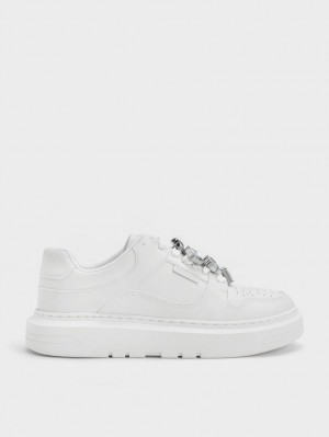 Sneakers Πλατφορμα Charles And Keith Gem-Embellished ασπρα | 08947-OSYN