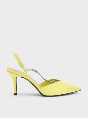 Γοβεσ Charles And Keith Adel Recycled Polyester Gem-λουρακια Slingback ανοιχτο πρασινο | 54798-FGXJ