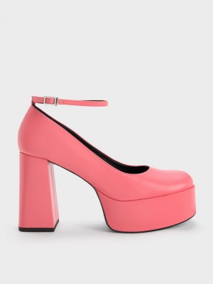Γοβεσ Charles And Keith Ankle-λουρακια flatforms ροζ | 37618-FZYX